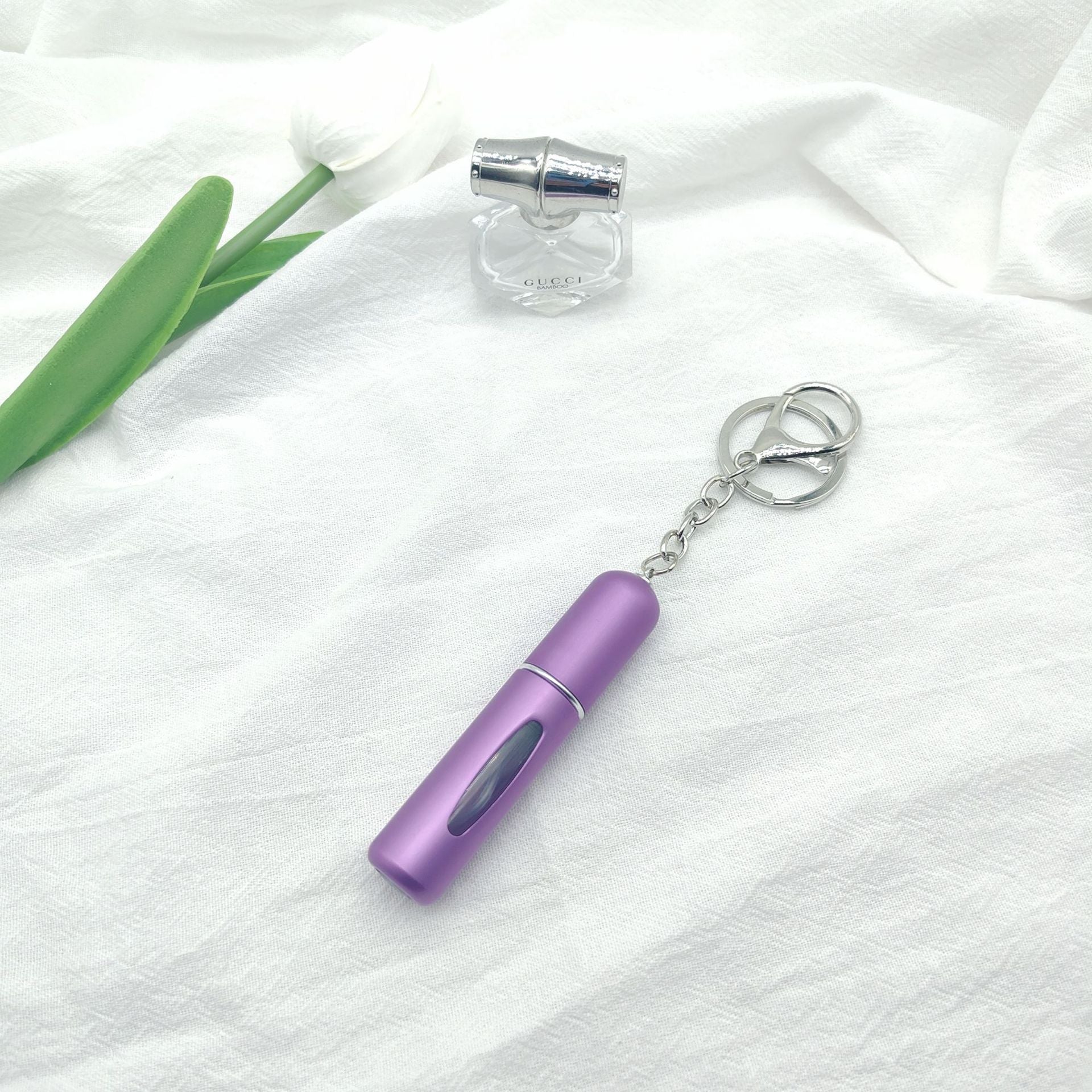 Wholesale bottom filling pump 5ml high color value sample key chain perfume bottle